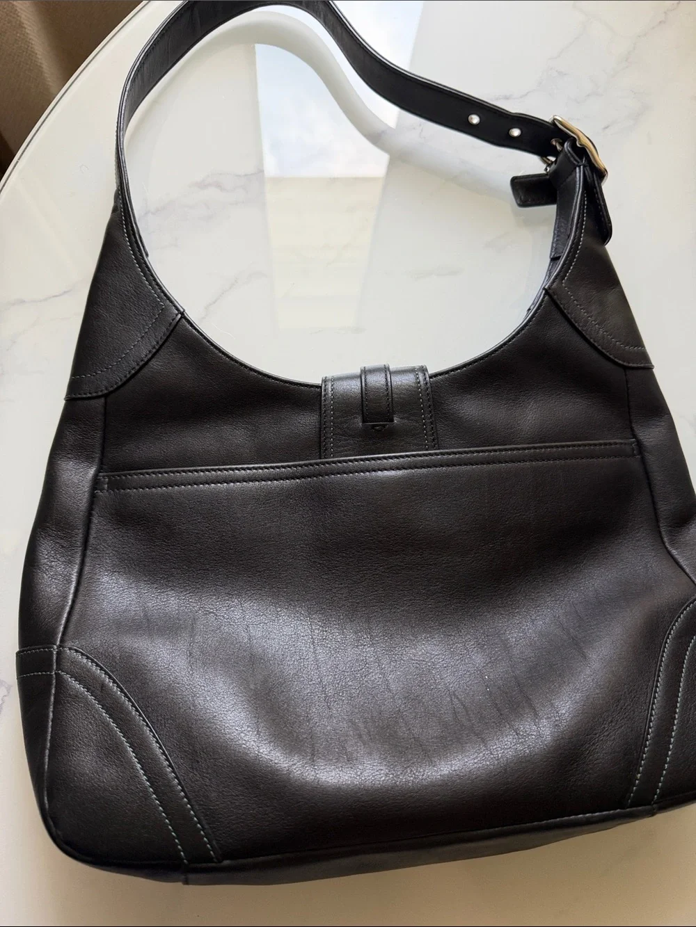 Coach Black Leather Shoulder Bag with Brass Hardware 2005 Hamilton - Picture 2 of 9